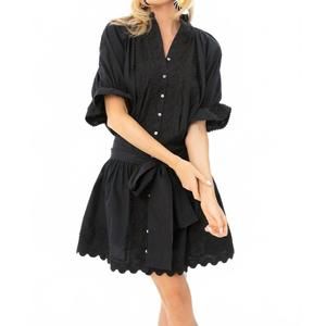NEW JULIET DUNN blouson rainbow ric rac trim mini dress in black